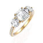 Load image into Gallery viewer, Trinary Diamond Solitaire Ring With Asscher Cut & Round Cut Diamonds (1.50 CT. Asscher Cut)