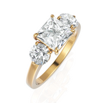 Load image into Gallery viewer, Princess Cut & Round Cut Three Stone Diamond Ring (1.50 CT. Princess Cut)