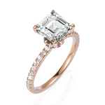 Load image into Gallery viewer, Elegant Asscher Cut Diamond Engagement Ring with Hidden Halo & Pavé Band