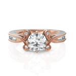 Load image into Gallery viewer, Eleanor Hoop Solitaire Ring With Baguette Diamond (1.00 Carat Round Cut)