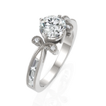 Load image into Gallery viewer, Eleanor Hoop Solitaire Ring With Baguette Diamond (1.00 Carat Round Cut)