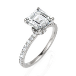 Load image into Gallery viewer, Elegant Asscher Cut Diamond Engagement Ring with Hidden Halo & Pavé Band