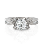 Load image into Gallery viewer, Eleanor Hoop Solitaire Ring With Baguette Diamond (1.00 Carat Round Cut)