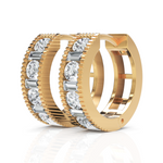 Load image into Gallery viewer, Elegant Baguette & Round Cut Diamond Hoops