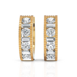 Load image into Gallery viewer, Elegant Baguette & Round Cut Diamond Hoops