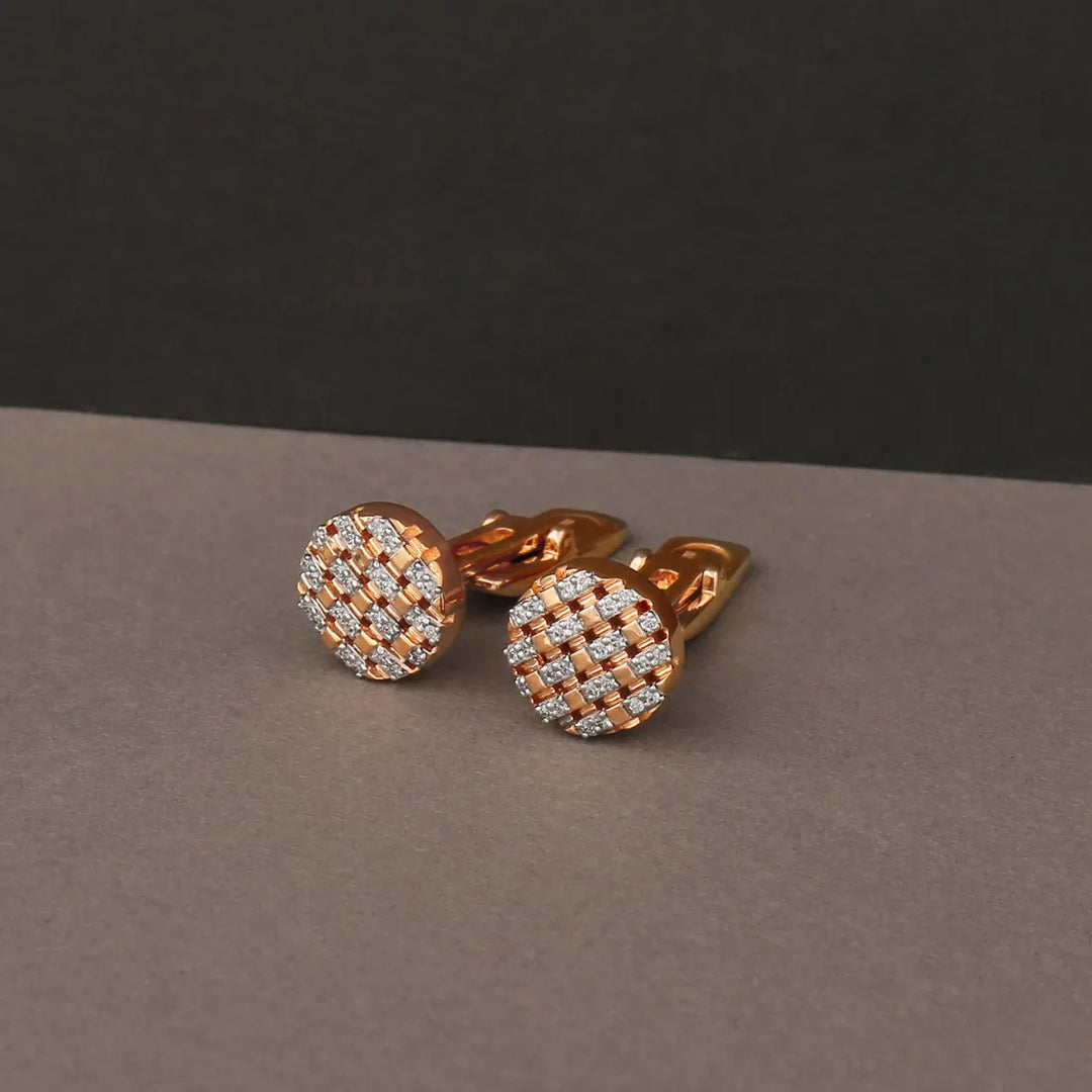 Classy Rose Gold Cufflinks With Round Cut Diamonds