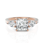 Load image into Gallery viewer, Extraordinary Three Stone Diamond Solitaire Ring With Princess Cut &amp; Pear Cut (1.50 CT. Princess Cut)