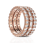 Load image into Gallery viewer, 2.35 ctw Round &amp; Baguette Diamond Multi-Row Band in Solid Gold