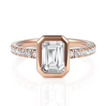 Load image into Gallery viewer, Bezel Set Emerald Cut Solitaire Engagement Ring (1.00 CT. Solitaire)
