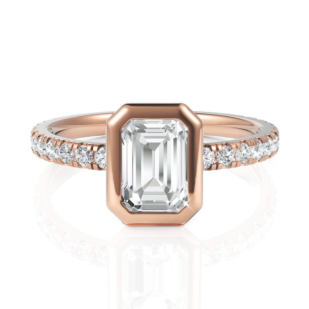 Bezel Set Emerald Cut Solitaire Engagement Ring (1.00 CT. Solitaire)