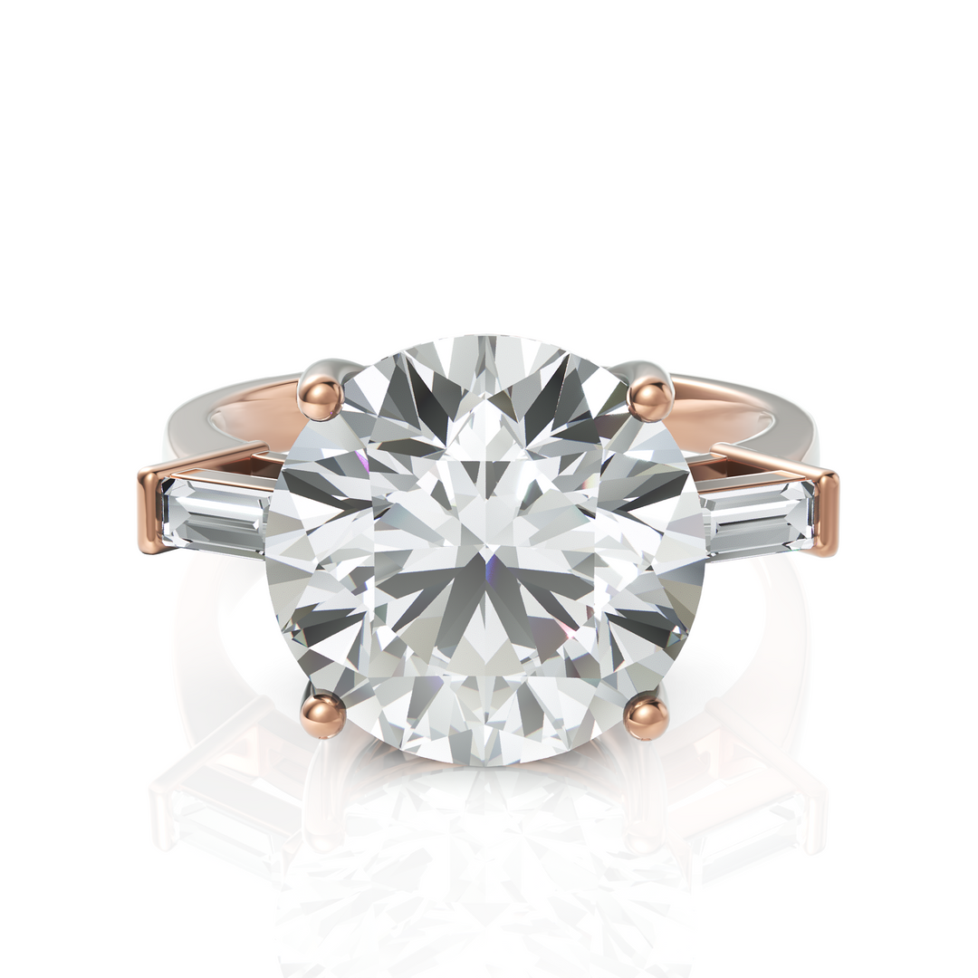 Immense Round Brilliant Cut Diamond With Side Baguette Ring (3.00 CT. Solitaire)