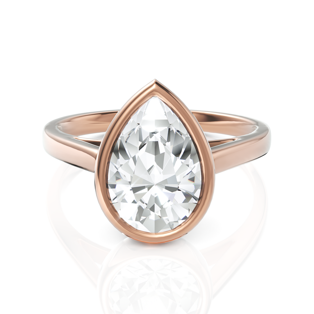 Tremendous Pear Cut Diamond Ring With Bezel Setting (2.50 CT. Solitaire)