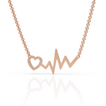 Load image into Gallery viewer, Heart Beat Zig Zag With Heart Round Cut Diamond Necklace