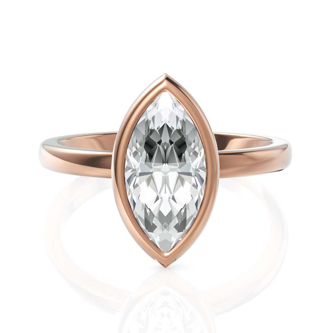 Striking Marquise Cut Diamond Solitaire Ring With Bezel Set (1.50 CT.)