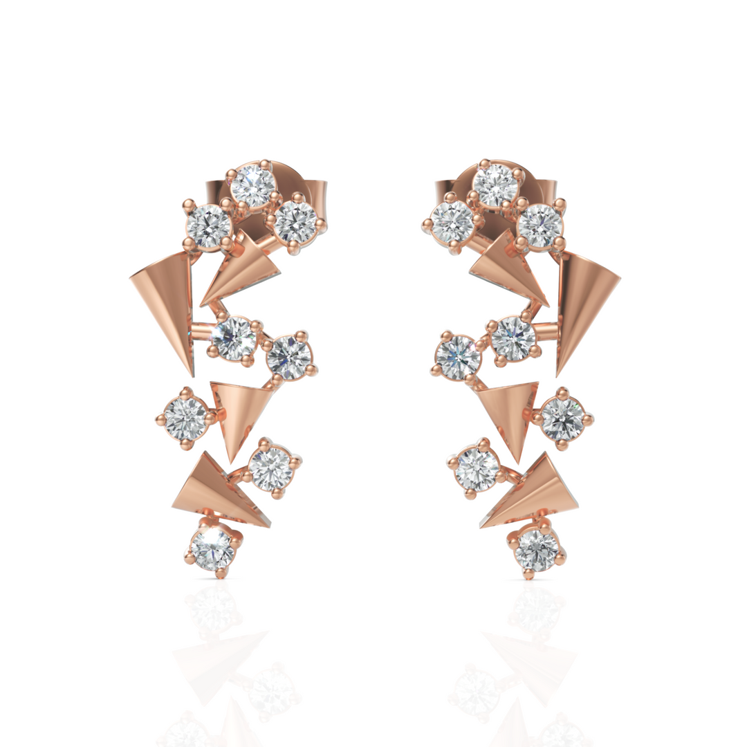 The Falling Pyramid Diamond Earrings