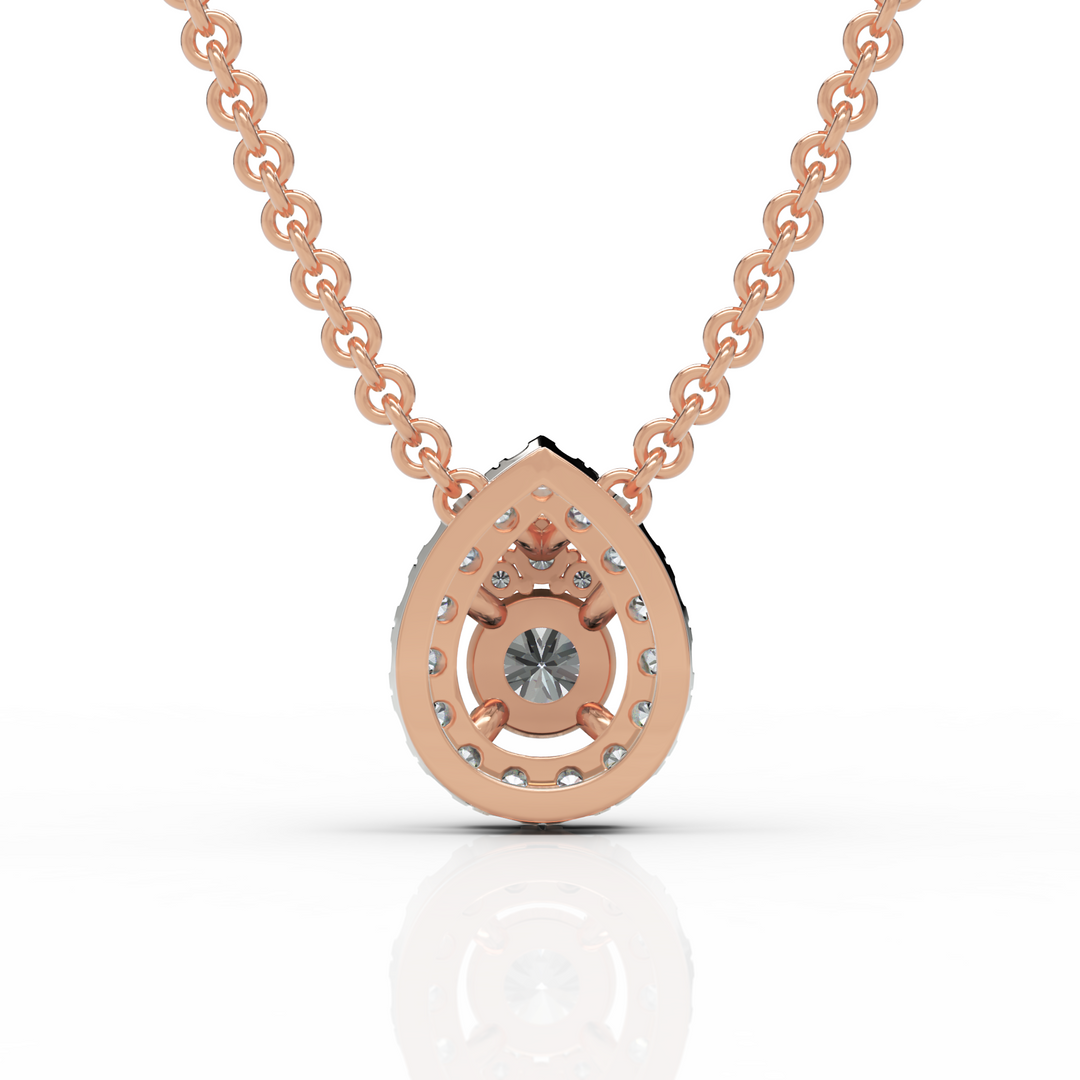 Classic Pear Shape Round Cut Diamond Necklace