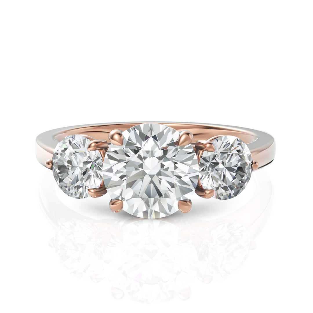 Troupe Round Three Stone Round Cut Diamond Ring (1.5 CT. Center Diamond)