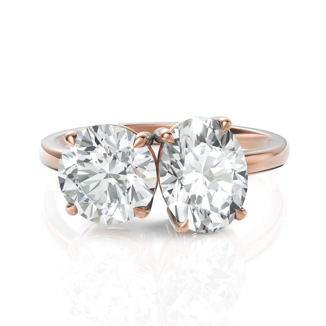 Toi Et Moi Solitaire Diamond Ring With Oval Cut & Round Cut Diamonds (1.50 CT. Each Diamond)