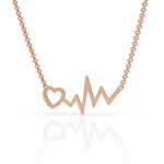 Load image into Gallery viewer, Heart Beat Zig Zag With Heart Round Cut Diamond Necklace
