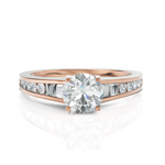 Load image into Gallery viewer, Emmey Diamond Solitaire &amp; Tapered Ring With 1.00 Ct. Round Cut Diamond