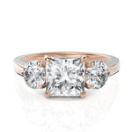 Load image into Gallery viewer, Princess Cut &amp; Round Cut Three Stone Diamond Ring (1.50 CT. Princess Cut)