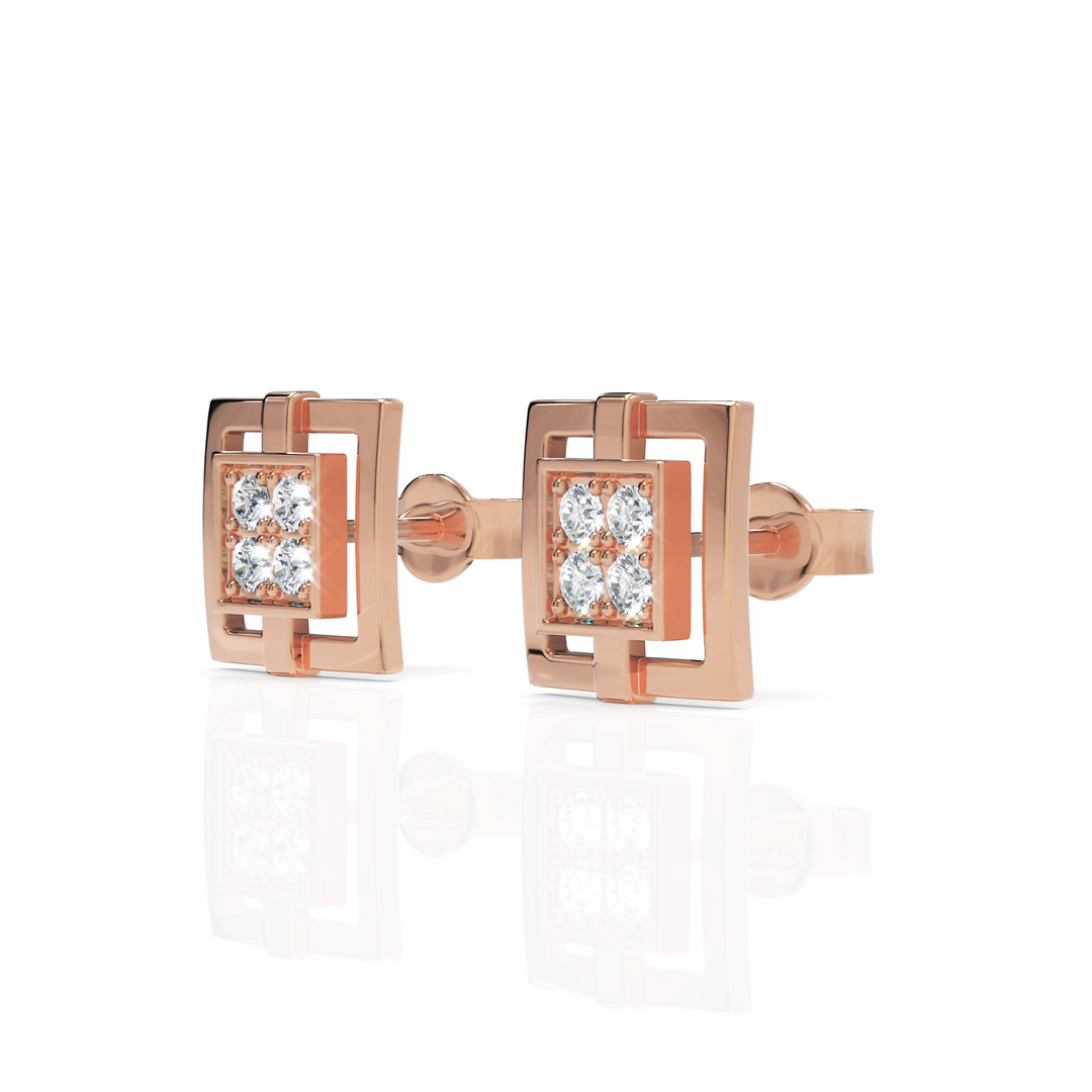 Elite Square Diamond Stud Earrings