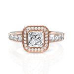 Load image into Gallery viewer, Lucy Halo Diamond Ring With Princess Cut 1.00 Carat Solitaire Wedding Ring