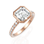 Load image into Gallery viewer, Lustre Asscher Cut Diamond Solitaire Ring With Bezel Setting (2.00 CT. Asscher Cut)