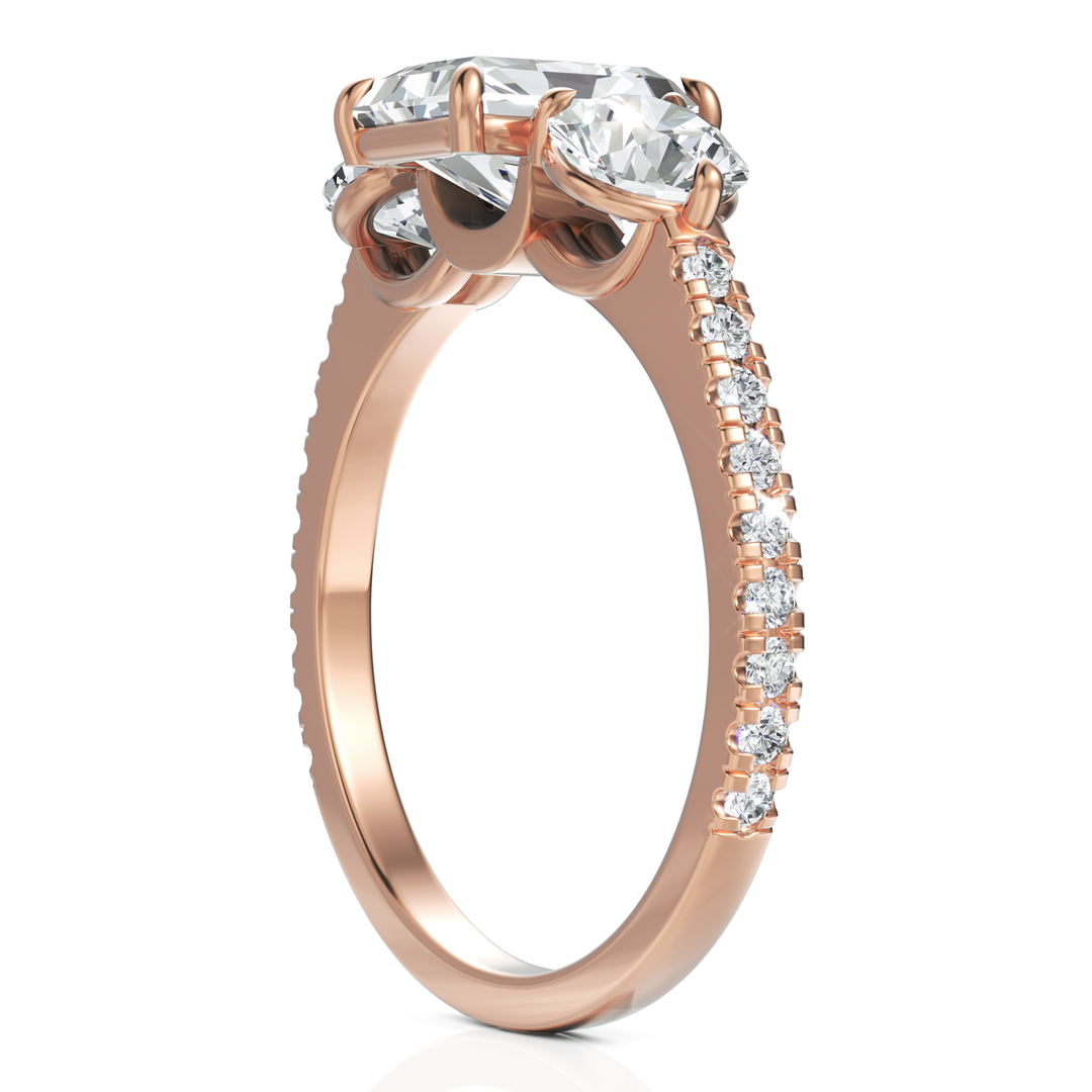 Delightful Three Stone solitaire Diamond ring With Radiant Cut & Round Cut Diamonds (1.50 CT. Radiant Cut)