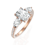 Load image into Gallery viewer, Amazing Three Stone Diamond Ring With Radiant Cut, Pear Cut &amp; Round Cut Diamond (2.00 CT. Radiant Cut)
