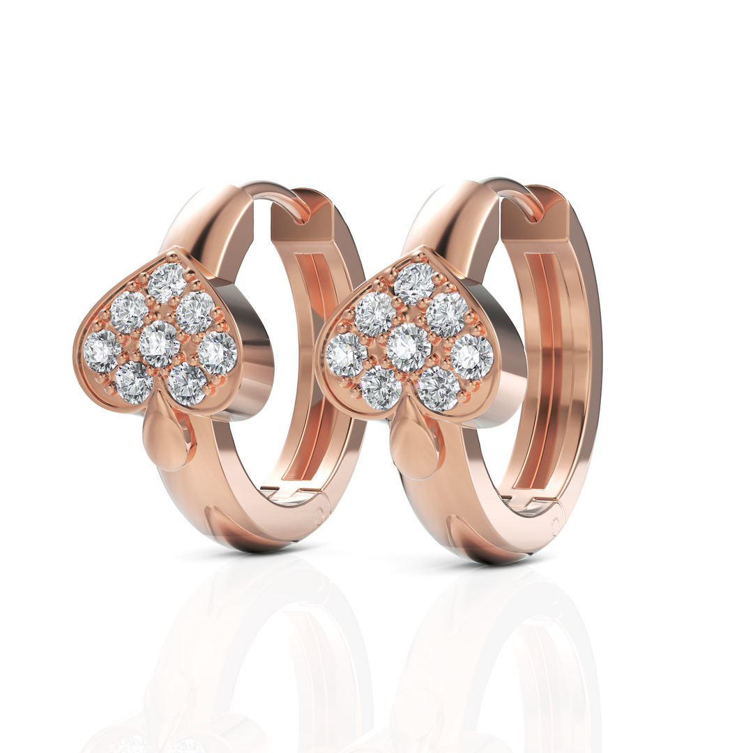 Love Mesh Heart Diamond Hoops Earrings