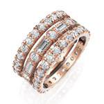 Load image into Gallery viewer, 2.35 ctw Round &amp; Baguette Diamond Multi-Row Band in Solid Gold
