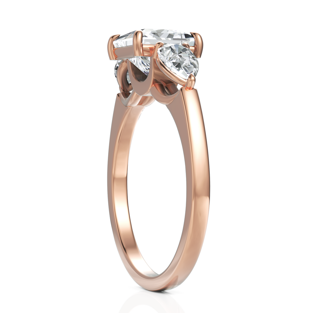 Extraordinary Three Stone Diamond Solitaire Ring With Princess Cut & Pear Cut (1.50 CT. Princess Cut)