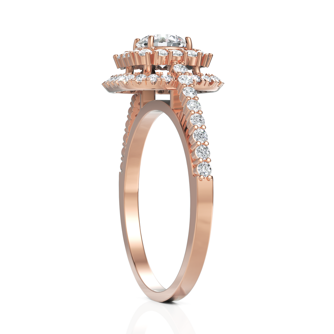 Double Halo Flickering Diamond Bridal Ring