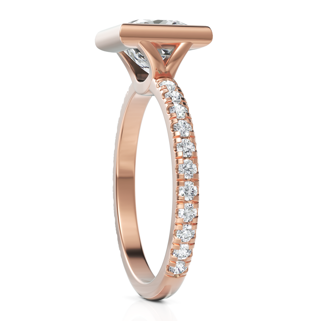 Charming Princess Cut Diamond Solitaire Ring With Bezel Set (2.00 CT. Princess Cut)