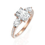 Load image into Gallery viewer, Amazing Three Stone Diamond Ring With Radiant Cut, Pear Cut &amp; Round Cut Diamond (2.00 CT. Radiant Cut)