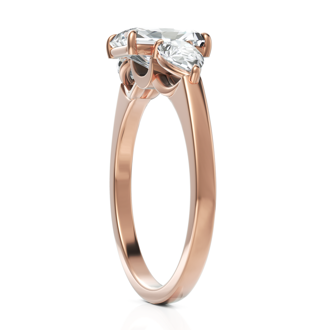 Radiant Cut & Pear Cut Three Stone Solitaire Diamond Ring (2.00 CT. Radiant Cut)