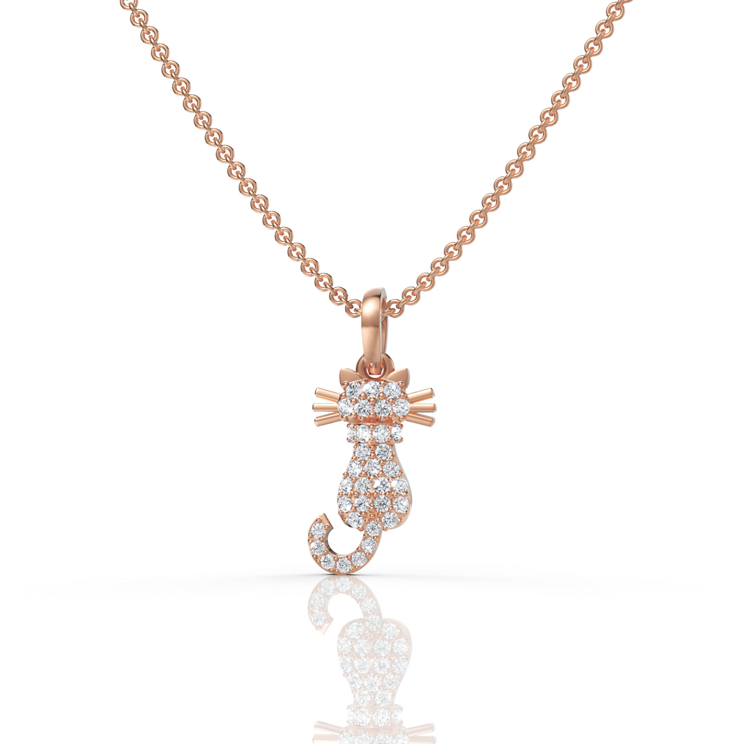 Exclusive Kitty Cat Diamond Pendant ( Neck Chain Is Not A Part Of The Product And Can Be Bought Separately )