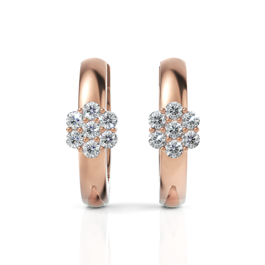 Seven Stone Charming Diamond Hoop Earrings