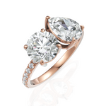 Load image into Gallery viewer, Round Cut &amp; Pear Cut Diamond Toi Et Moi Engagement Ring (1.50 Ct. Each Diamond)