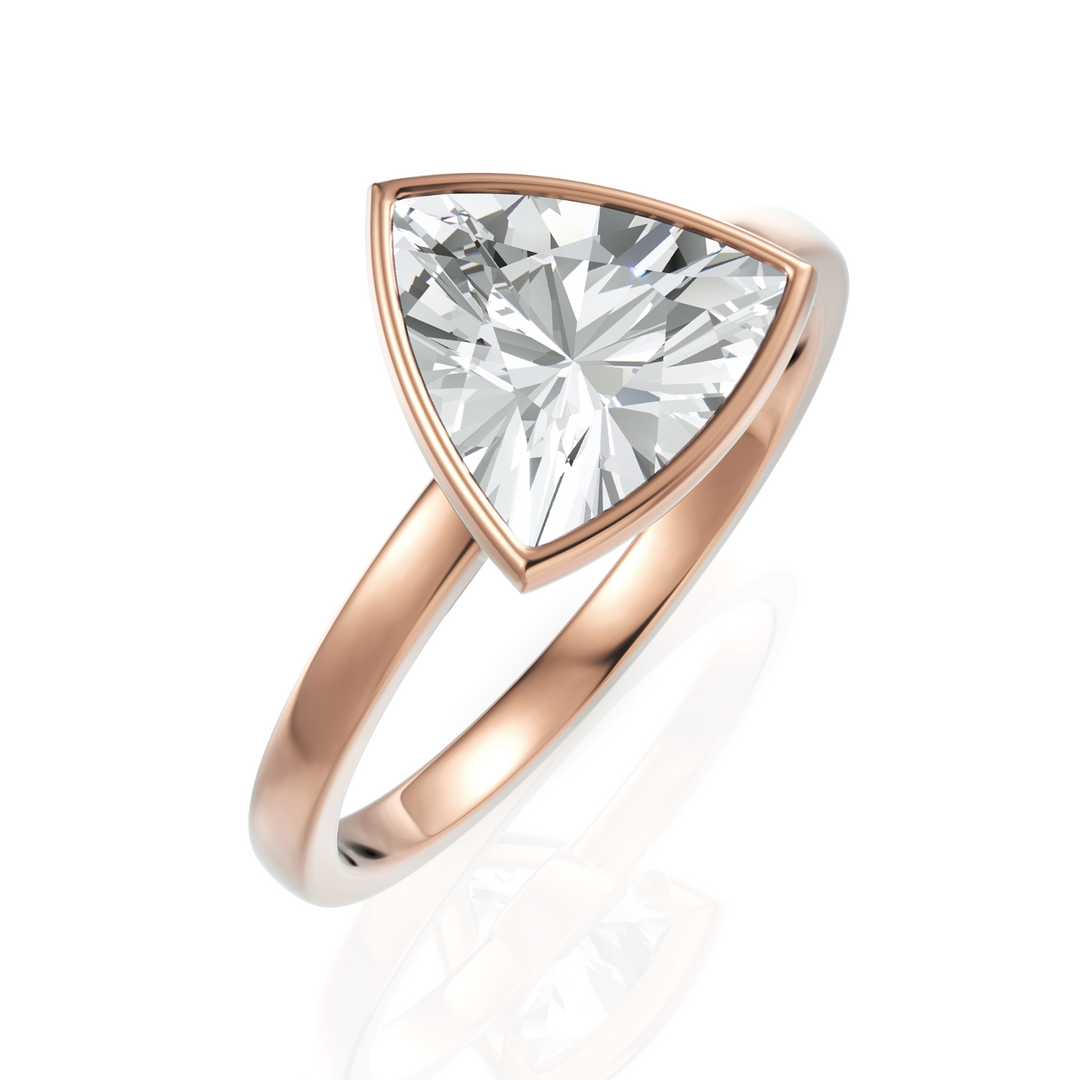 Trillion Cut Solitaire Diamond Ring With Bezel Set (1.50 CT.)