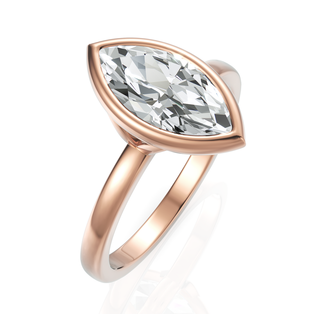 Striking Marquise Cut Diamond Solitaire Ring With Bezel Set (1.50 CT.)