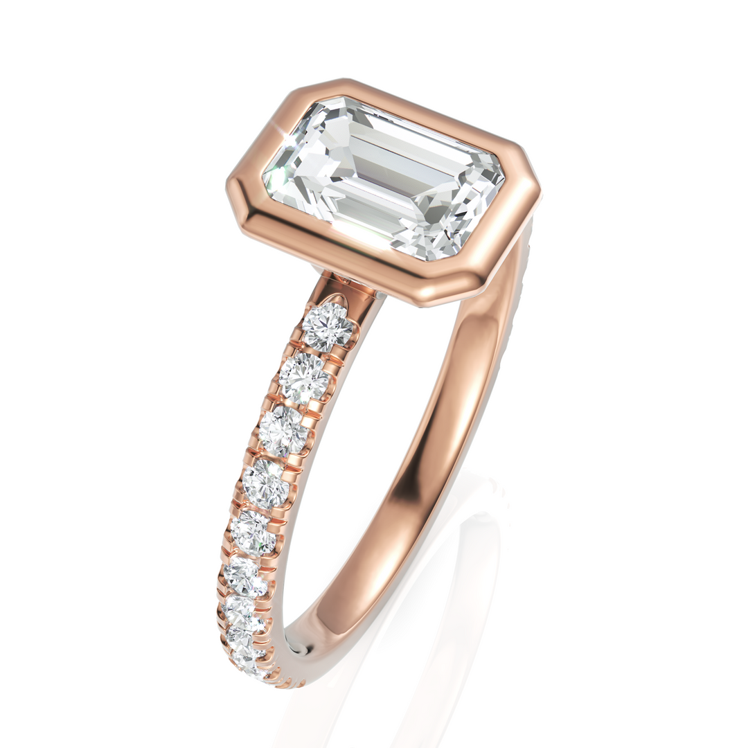 Bezel Set Emerald Cut Solitaire Engagement Ring (1.00 CT. Solitaire)