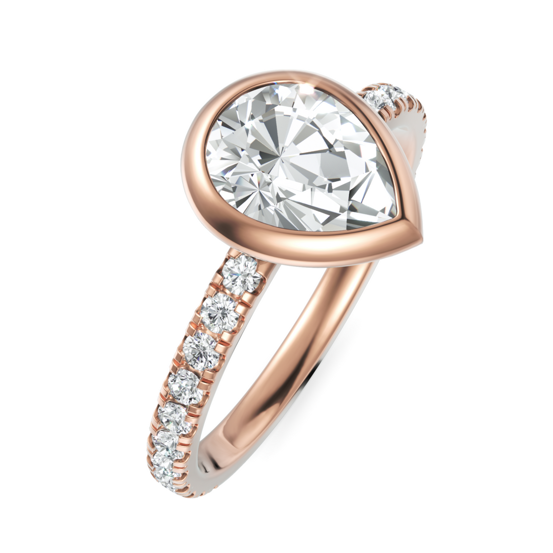 Remarkable Bezel Set Pear Cut Solitaire Ring (1.00 CT. Center Diamond)