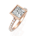Load image into Gallery viewer, Charming Princess Cut Diamond Solitaire Ring With Bezel Set (2.00 CT. Princess Cut)