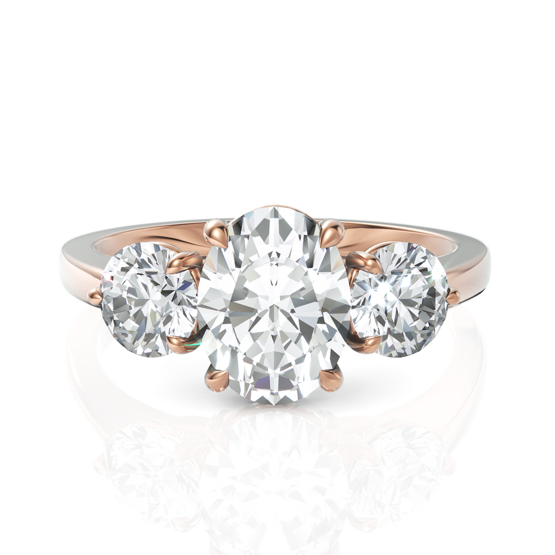 Enchant Three Stone With Oval Cut & Round Cut Diamond Ring (1.50 CT. Oval CUT Diamond)