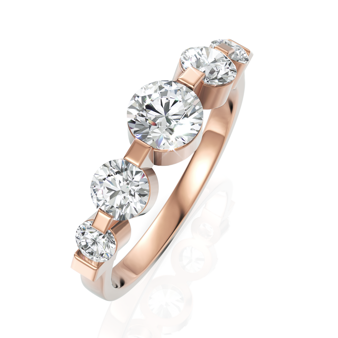 Olympius 5 Stone Round Cut Diamond Ring