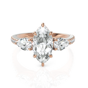 Tremendous Three Solitaire Diamond Ring With Marquise Cut & Pear Cut Diamond (1.50 CT. Marquise Cut)