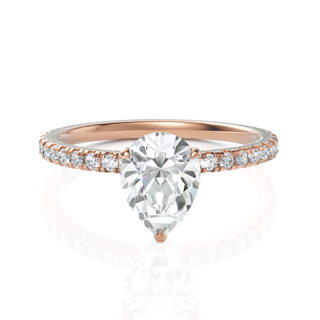 Dignified Pear Cut Solitaire Diamond Wedding Ring (1.00 CT. Pear Cut)