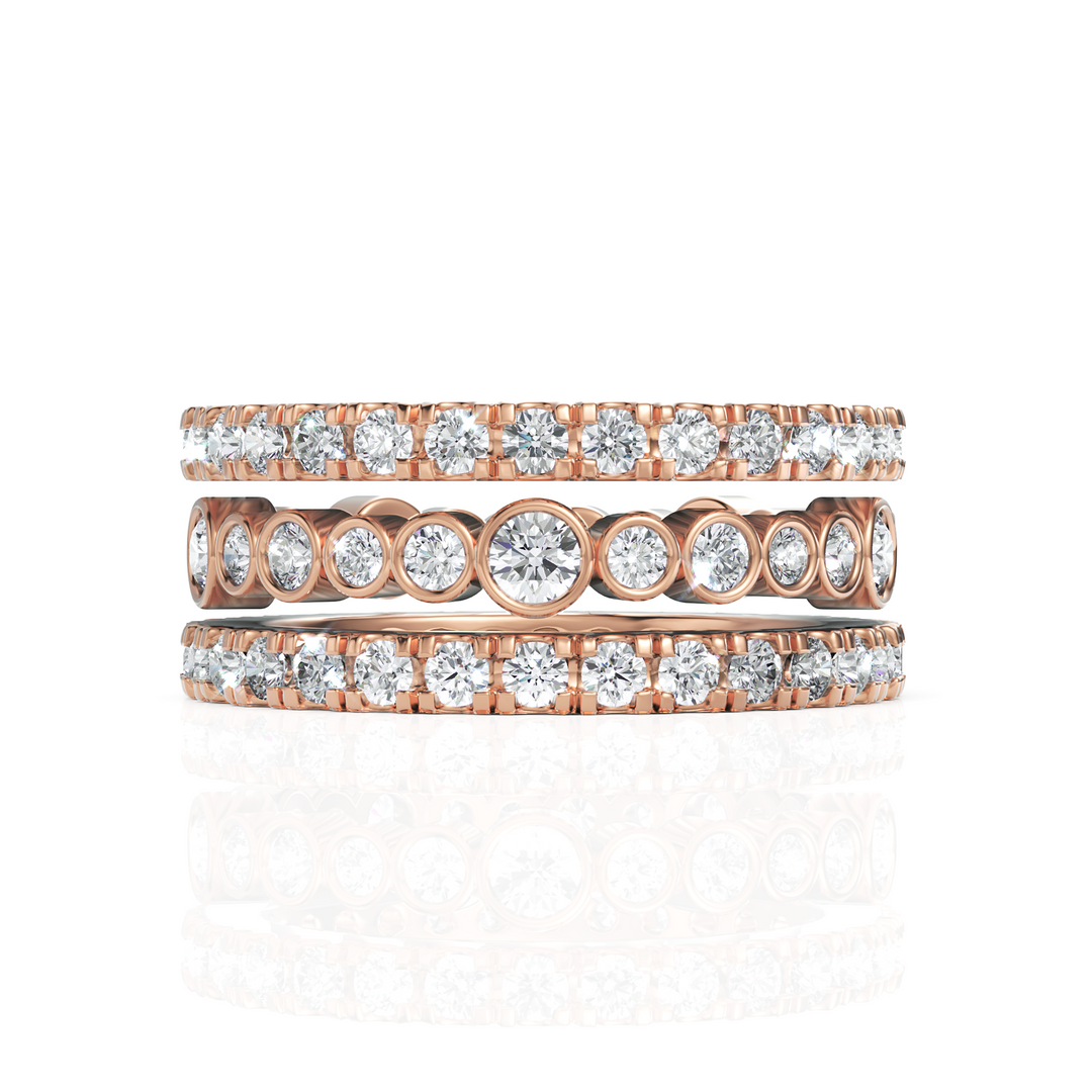 Trio Separate Diamond Eternity Wedding Bands